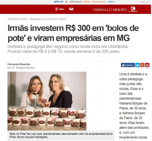 G1 - Irmãs investem R$ 300 em 'bolos de pote' e viram empresárias