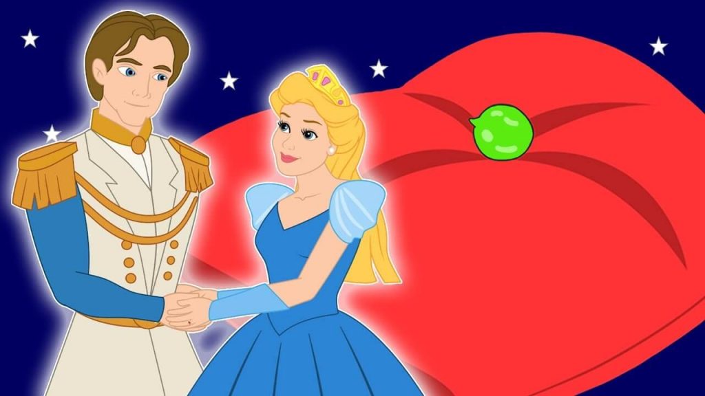 desenho do principe, da princesa e da ervilha