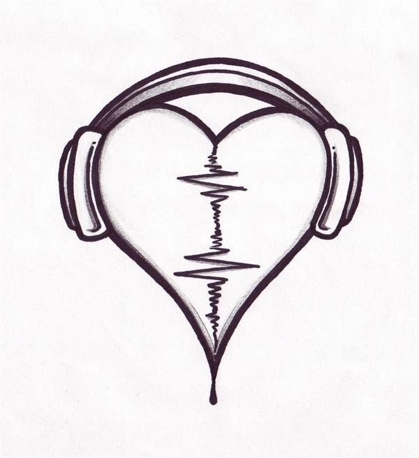desenho de coração com fones de ouvido tumblr
